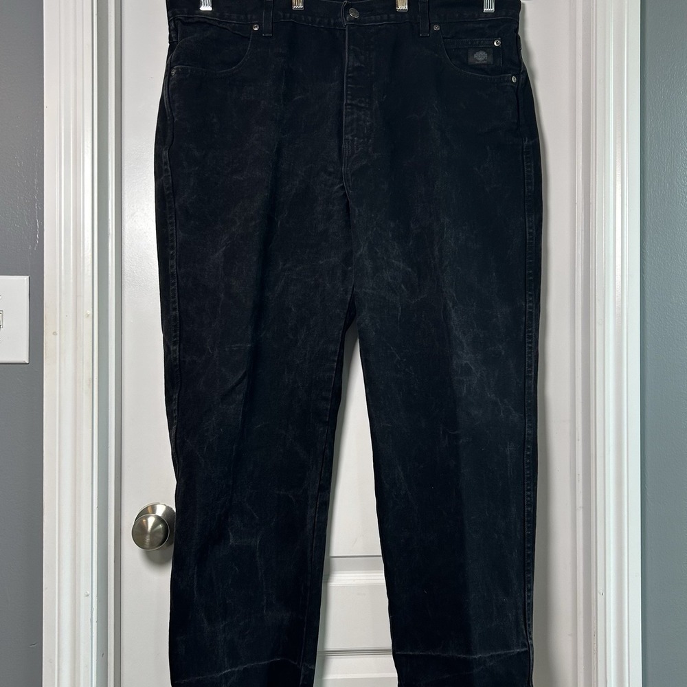 Harley Davidson Vintage Y2K Faded Black Relaxed Fit Moto‎ Style Denim Jeans